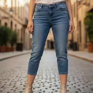 Hydraulic Womens Jeans Capri Pants Blue Lola Curvy Crop Mid Rise 16W (34x23)